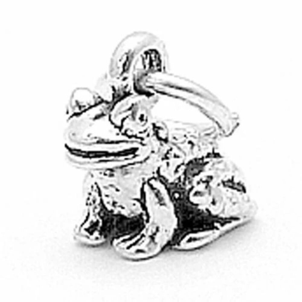 FROG CHARM IN 3D. STERLING SILVER.